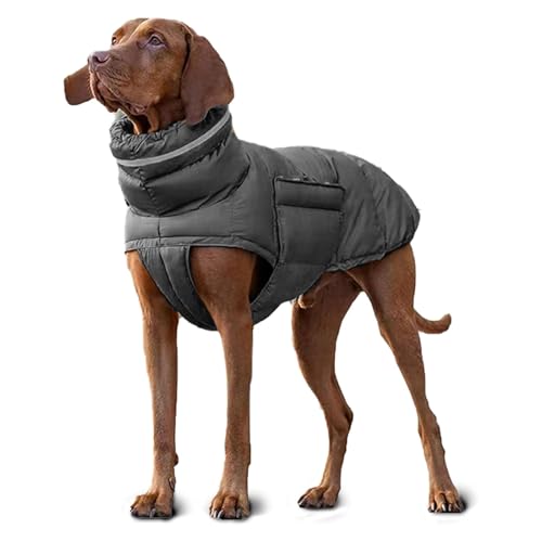 YPDOPORA Hundemäntel Für Große Hunde, Wasserdicht, Für Den Winter, Rollkragenjacke Für Haustiere, Reflektierende Rollkragenjacke Für Hunde, Warmer Mantel Für Hunde Bei Kaltem Wetter,Grau,XL von YPDOPORA