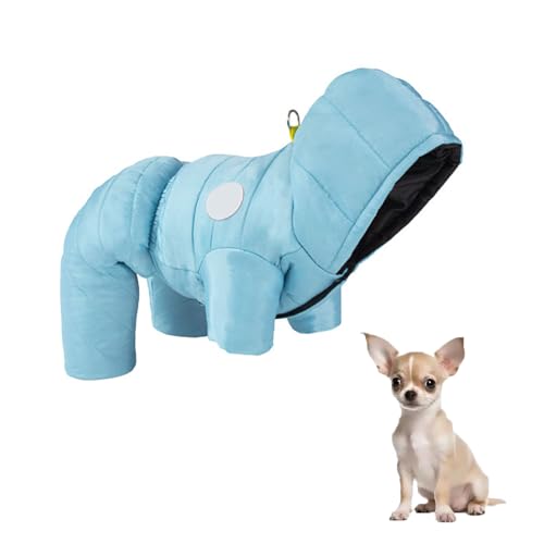 YPDOPORA Hundemäntel Für Kleine Hunde, Wasserdicht, Atmungsaktiv, Wasserdicht, Wintermantel Für Haustiere Mit D-Ring, Kapuze Und Ärmeln Für Kleine Und Mittelgroße Hunde,Blau,2XL von YPDOPORA