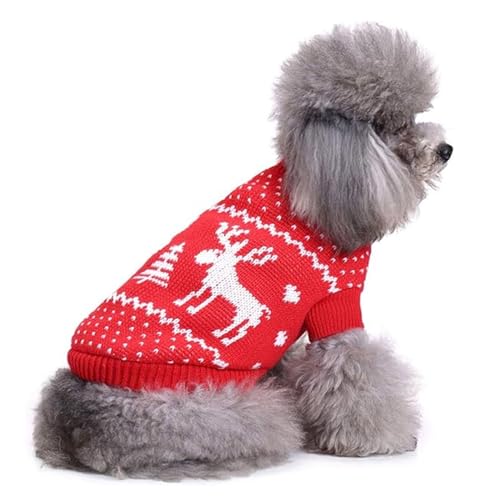 YPDOPORA Hundepullover, Weihnachts-Cartoon-Rentier-Pullover, Haustierkleidung, Bekleidung Und Accessoires Für Kleine Hunde,I,L von YPDOPORA