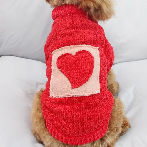 YPDOPORA Hundepullover Für Kleine Und Mittelgroße Hunde, Warmer, Weicher Flanell-Hunde-Weihnachtspullover in Herzform Für Welpen, Hunde- Und Katzenmäntel,S von YPDOPORA