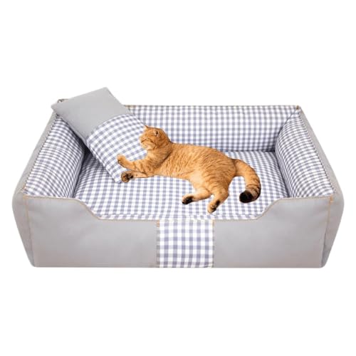 YPDOPORA Hundesofabett, Anti-Angst-Welpen-Kuschelbett Für Welpen, Hunde Und Katzen, Rechteckige Haustierbetten Mit Kissen Und Rutschfester Unterseite, Abnehmbar Und Waschbar,Grau,XL von YPDOPORA