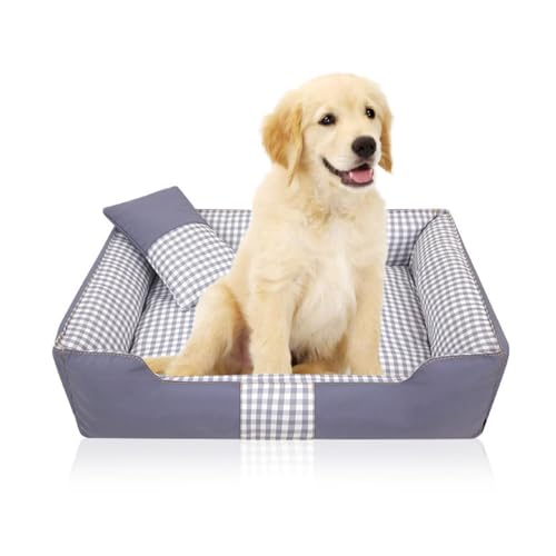 YPDOPORA Hundesofabett, Anti-Angst-Welpen-Kuschelbett Für Welpen, Hunde Und Katzen, Rechteckige Haustierbetten Mit Kissen Und Rutschfester Unterseite, Abnehmbar Und Waschbar,Lila,XL von YPDOPORA