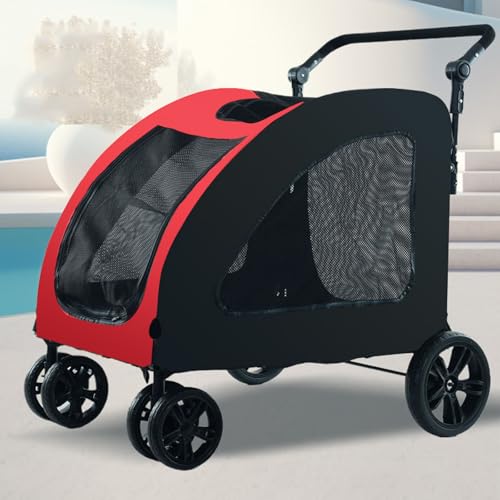 YPDOPORA Katzen- Und Hundebuggys Für Große Und Mittelgroße Hunde, Tragbarer Katzenbuggy Mit Rädern – Hundetragebuggy Mit Verstellbarem Griff, Faltbarer Welpenbuggy Zum Einkaufen, Spazierengehen,Rot YPDOPORA Katzen- Und Hundebuggys Für Große Und Mittelgroße Hunde, Tragbarer Katzenbuggy Mit Rädern – Hundetragebuggy Mit Verstellbarem Griff, Faltbarer Welpenbuggy Zum Einkaufen, Spazierengehen,Rot von YPDOPORA