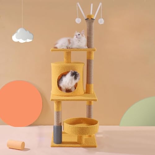 YPDOPORA Katzenbaum, Katzenturm, All-In-One-Katzenhaus Mit Mehreren Schichten, Turm Für Kleine Katzen Mit Sprungplattform, Bequemer Plüschwohnung Und Sisalsäule Für Den Innenbereich,Gelb YPDOPORA Katzenbaum, Katzenturm, All-In-One-Katzenhaus Mit Mehreren Schichten, Turm Für Kleine Katzen Mit Sprungplattform, Bequemer Plüschwohnung Und Sisalsäule Für Den Innenbereich,Gelb von YPDOPORA