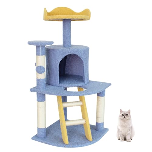 YPDOPORA Katzenbaum, Katzenturm Für Hauskatzen, Mehrstufiger Katzenkratzbaum Mit Katzentoiletten, Leitern, Pfosten Und Sitzstangen Aus Plüsch Für Kätzchen Und Große Katzen,Blau YPDOPORA Katzenbaum, Katzenturm Für Hauskatzen, Mehrstufiger Katzenkratzbaum Mit Katzentoiletten, Leitern, Pfosten Und Sitzstangen Aus Plüsch Für Kätzchen Und Große Katzen,Blau von YPDOPORA