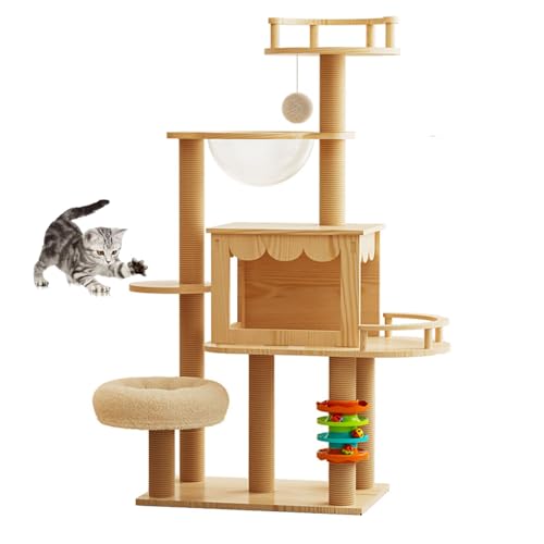 YPDOPORA Katzenbaum, Moderner Katzenbaumturm Für Hauskatzen – 152,4 cm Hohes Katzenhaus Aus Dichtem Brett Mit Hängematte, Kratzbaum Und Spielzeug Für Kleine Und Große Katzen YPDOPORA Katzenbaum, Moderner Katzenbaumturm Für Hauskatzen – 152,4 cm Hohes Katzenhaus Aus Dichtem Brett Mit Hängematte, Kratzbaum Und Spielzeug Für Kleine Und Große Katzen von YPDOPORA