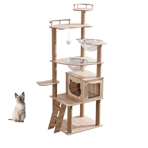 YPDOPORA Katzenbaum, Moderner Katzenbaumturm Für Hauskatzen – 160 cm Hohes Holzhaus Mit Hängematte, Kratzbaum Und Abnehmbaren Polstern Für Kleine Und Große Katzen YPDOPORA Katzenbaum, Moderner Katzenbaumturm Für Hauskatzen – 160 cm Hohes Holzhaus Mit Hängematte, Kratzbaum Und Abnehmbaren Polstern Für Kleine Und Große Katzen von YPDOPORA