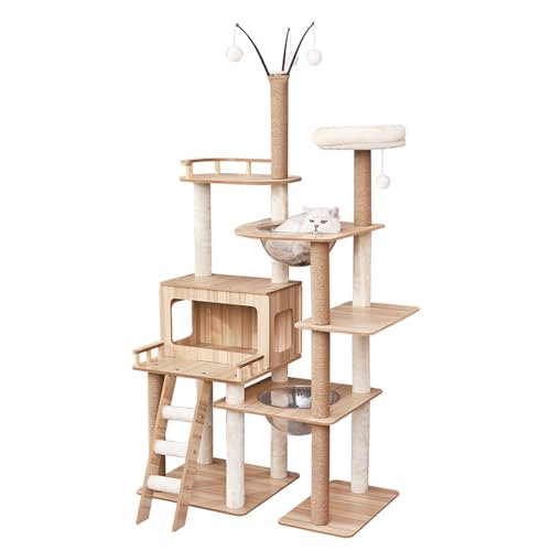 YPDOPORA Katzenbaum Für Hauskatzen, Aktivitäts-Katzenturm Mit Kratzbaum Für Kätzchen, Moderne Katzenmöbel Mit Korb Und Hängendem Ball Zum Spielen Und Ausruhen, Katzenhaus,A YPDOPORA Katzenbaum Für Hauskatzen, Aktivitäts-Katzenturm Mit Kratzbaum Für Kätzchen, Moderne Katzenmöbel Mit Korb Und Hängendem Ball Zum Spielen Und Ausruhen, Katzenhaus,A von YPDOPORA