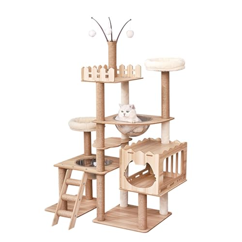 YPDOPORA Katzenbaum Für Hauskatzen, Aktivitäts-Katzenturm Mit Kratzbaum Für Kätzchen, Moderne Katzenmöbel Mit Korb Und Hängendem Ball Zum Spielen Und Ausruhen, Katzenhaus,B YPDOPORA Katzenbaum Für Hauskatzen, Aktivitäts-Katzenturm Mit Kratzbaum Für Kätzchen, Moderne Katzenmöbel Mit Korb Und Hängendem Ball Zum Spielen Und Ausruhen, Katzenhaus,B von YPDOPORA