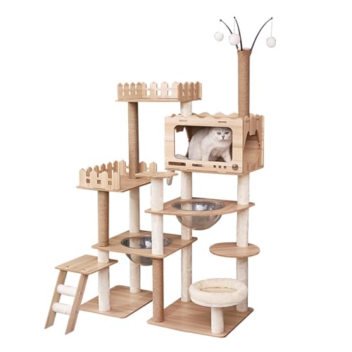 YPDOPORA Katzenbaum Für Hauskatzen, Aktivitäts-Katzenturm Mit Kratzbaum Für Kätzchen, Moderne Katzenmöbel Mit Korb Und Hängendem Ball Zum Spielen Und Ausruhen, Katzenhaus,C YPDOPORA Katzenbaum Für Hauskatzen, Aktivitäts-Katzenturm Mit Kratzbaum Für Kätzchen, Moderne Katzenmöbel Mit Korb Und Hängendem Ball Zum Spielen Und Ausruhen, Katzenhaus,C von YPDOPORA