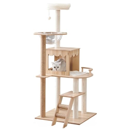 YPDOPORA Katzenbaum Für Hauskatzen, Moderner Katzenbaum, Katzenturm Aus Holz Mit Großer Raumkapsel, Katzenwohnung Mit Sisal-Kratzbaum Und Lustigem Spielzeug, Katzen-Aktivitätszentrum YPDOPORA Katzenbaum Für Hauskatzen, Moderner Katzenbaum, Katzenturm Aus Holz Mit Großer Raumkapsel, Katzenwohnung Mit Sisal-Kratzbaum Und Lustigem Spielzeug, Katzen-Aktivitätszentrum von YPDOPORA