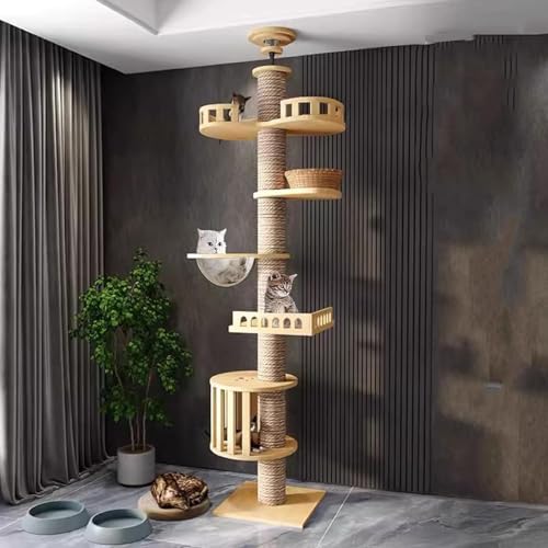 YPDOPORA Katzenbaum Vom Boden Bis Zur Decke, Katzenbaum Vom Boden Bis Zur Decke, Höhenverstellbar, Hoher Katzenbaum Mit 11 cm Breiter Kratzbaum, Katzenhängematte, Komplett Mit Sisalseil Umwickelt YPDOPORA Katzenbaum Vom Boden Bis Zur Decke, Katzenbaum Vom Boden Bis Zur Decke, Höhenverstellbar, Hoher Katzenbaum Mit 11 cm Breiter Kratzbaum, Katzenhängematte, Komplett Mit Sisalseil Umwickelt von YPDOPORA