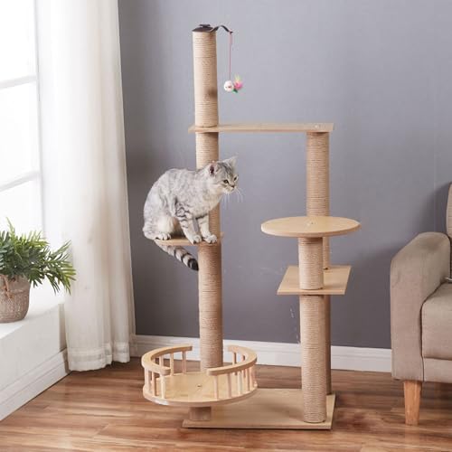 YPDOPORA Katzenbaumturm Für Große Hauskatzen, Modernes Katzenhaus Aus Holz Mit Kratzbaum Zum Klettern Für Große Katzen, Hohes Mehrstöckiges Katzenturm-Baumhaus Zum Spielen Und Ausruhen Für Kätzchen,A YPDOPORA Katzenbaumturm Für Große Hauskatzen, Modernes Katzenhaus Aus Holz Mit Kratzbaum Zum Klettern Für Große Katzen, Hohes Mehrstöckiges Katzenturm-Baumhaus Zum Spielen Und Ausruhen Für Kätzchen,A von YPDOPORA