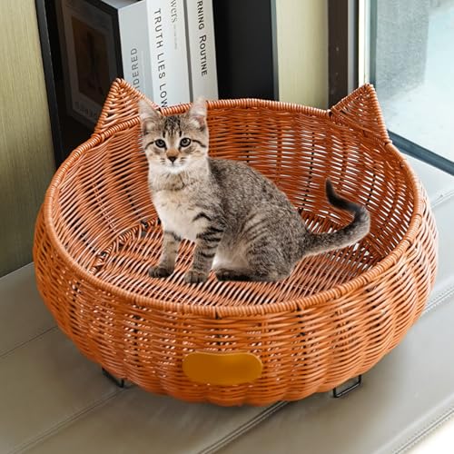YPDOPORA Katzenbett, Katzenhaus, Atmungsaktiver Unterschlupf Für Wildkatzen, Ordentliche, Handgewebte Katzenhäuser Aus Rattanimitat, Waschbares Tierhaus Für Kätzchen,A1,S YPDOPORA Katzenbett, Katzenhaus, Atmungsaktiver Unterschlupf Für Wildkatzen, Ordentliche, Handgewebte Katzenhäuser Aus Rattanimitat, Waschbares Tierhaus Für Kätzchen,A1,S von YPDOPORA