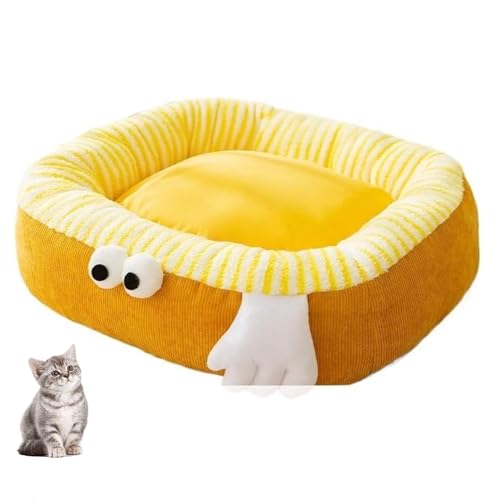 YPDOPORA Katzenbett, Süß, Gemütliches Donut-Katzenbett Für Hauskatzen Mit Großen Augen, Abnehmbarer, Waschbarer Kissenbezug, Rundes Haustierbett, rutschfeste Unterseite, Für Kätzchen Und Hunde,Gelb,M YPDOPORA Katzenbett, Süß, Gemütliches Donut-Katzenbett Für Hauskatzen Mit Großen Augen, Abnehmbarer, Waschbarer Kissenbezug, Rundes Haustierbett, rutschfeste Unterseite, Für Kätzchen Und Hunde,Gelb,M von YPDOPORA