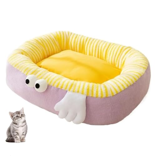 YPDOPORA Katzenbett, Süß, Gemütliches Donut-Katzenbett Für Hauskatzen Mit Großen Augen, Abnehmbarer, Waschbarer Kissenbezug, Rundes Haustierbett, rutschfeste Unterseite, Für Kätzchen Und Hunde,Lila,L YPDOPORA Katzenbett, Süß, Gemütliches Donut-Katzenbett Für Hauskatzen Mit Großen Augen, Abnehmbarer, Waschbarer Kissenbezug, Rundes Haustierbett, rutschfeste Unterseite, Für Kätzchen Und Hunde,Lila,L von YPDOPORA