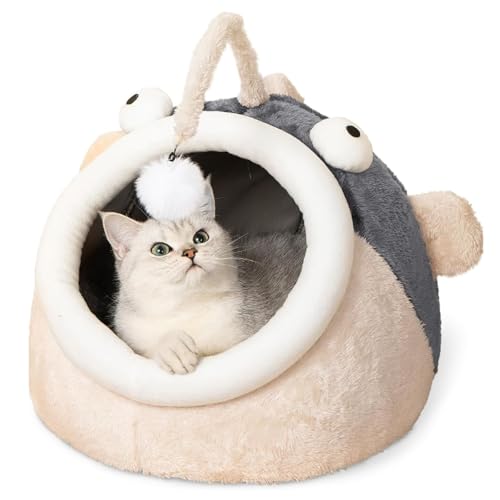 YPDOPORA Katzenbett Für Hauskatzen, Katzenhöhle Für Kätzchen Und Kleine Haustiere Mit Hängendem Spielzeugball, Bequem Überdachtes Katzenbett, Katzenzelt Mit Abnehmbarem, Waschbarem Kissen,L YPDOPORA Katzenbett Für Hauskatzen, Katzenhöhle Für Kätzchen Und Kleine Haustiere Mit Hängendem Spielzeugball, Bequem Überdachtes Katzenbett, Katzenzelt Mit Abnehmbarem, Waschbarem Kissen,L von YPDOPORA