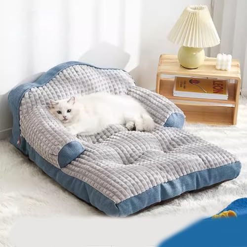YPDOPORA Katzenbett Für Hauskatzen, Orthopädisches Hundebett, Couch Für Kleine Und Mittelgroße Hunde, Maschinenwaschbare Hunde- Und Katzenbetten, Blau, M von YPDOPORA