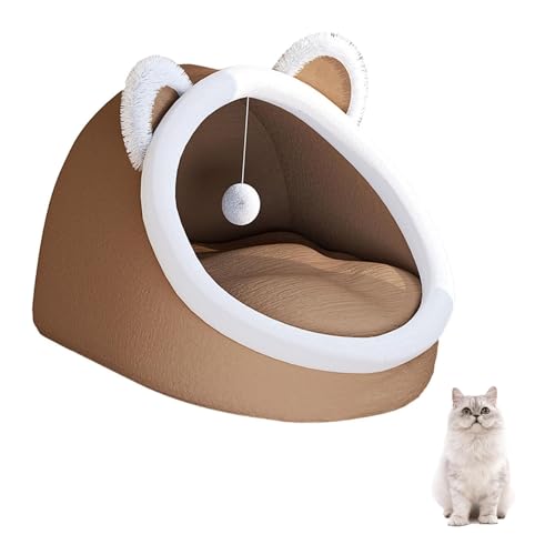 YPDOPORA Katzenbetten Für Hauskatzen, Halbgeschlossenes Katzenhöhlenbett Mit Plüschball, Großer Platz Zum Schlafen Für Katzen, Weiches Und Bequemes Katzenbett Mit Bezug,Braun,M YPDOPORA Katzenbetten Für Hauskatzen, Halbgeschlossenes Katzenhöhlenbett Mit Plüschball, Großer Platz Zum Schlafen Für Katzen, Weiches Und Bequemes Katzenbett Mit Bezug,Braun,M von YPDOPORA