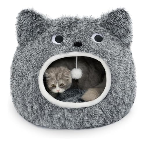 YPDOPORA Katzenbetten Für Hauskatzen, Katzenhöhle, Katzenhöhle Für Hauskatzen, Katzenbetthöhle, Große Katzenbetten, Gemütliches Katzenbett Mit Kapuze Und Weichem Kissen, Abnehmbar Und Waschbar,Grau von YPDOPORA
