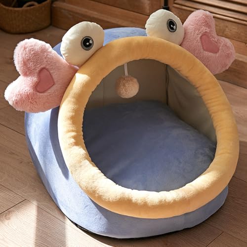 YPDOPORA Katzenbetthöhle Für Den Innenbereich Mit Abnehmbarem Kissen – Warmes Zelthaus Aus Plüsch Mit Cartoon-Ohren-Design, Haustierbett Mit Pompom, rutschfeste Unterseite, Katzenbett,A,M YPDOPORA Katzenbetthöhle Für Den Innenbereich Mit Abnehmbarem Kissen – Warmes Zelthaus Aus Plüsch Mit Cartoon-Ohren-Design, Haustierbett Mit Pompom, rutschfeste Unterseite, Katzenbett,A,M von YPDOPORA