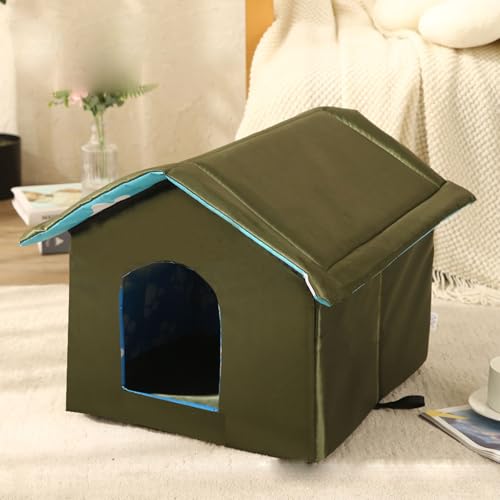 YPDOPORA Katzenhaus Für Freigängerkatzen, Wetterfest, Wasserdichtes Oxford-Gewebe, Abnehmbares, Geschlossenes Katzenhaus Für Katzenwelpen, Waschbarer Winterunterschlupf Für Streunende Katzen,Grün,L YPDOPORA Katzenhaus Für Freigängerkatzen, Wetterfest, Wasserdichtes Oxford-Gewebe, Abnehmbares, Geschlossenes Katzenhaus Für Katzenwelpen, Waschbarer Winterunterschlupf Für Streunende Katzen,Grün,L von YPDOPORA