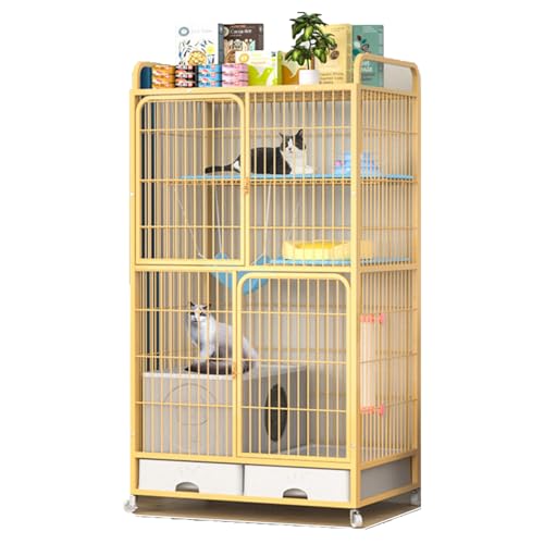 YPDOPORA Katzenkäfig Mit Geschlossener Katzentoilette – Abnehmbare Große Katzenhütten – Katzenlaufstall Für Kleine Tiere, Kätzchenkäfig, Katzenhaus, Auslaufplatz Mit Um 360° Drehbaren Rädern,Gelb,M YPDOPORA Katzenkäfig Mit Geschlossener Katzentoilette – Abnehmbare Große Katzenhütten – Katzenlaufstall Für Kleine Tiere, Kätzchenkäfig, Katzenhaus, Auslaufplatz Mit Um 360° Drehbaren Rädern,Gelb,M von YPDOPORA