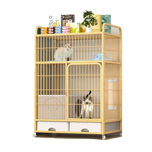 YPDOPORA Katzenkäfig Mit Geschlossener Katzentoilette – Abnehmbare Große Katzenhütten – Katzenlaufstall Für Kleine Tiere, Kätzchenkäfig, Katzenhaus, Auslaufplatz Mit Um 360° Drehbaren Rädern,Gelb,S YPDOPORA Katzenkäfig Mit Geschlossener Katzentoilette – Abnehmbare Große Katzenhütten – Katzenlaufstall Für Kleine Tiere, Kätzchenkäfig, Katzenhaus, Auslaufplatz Mit Um 360° Drehbaren Rädern,Gelb,S von YPDOPORA