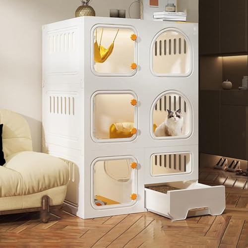YPDOPORA Katzenkäfige Für Den Innenbereich, Groß, Mit Katzentoilette, Dickere Katzenkäfige Für Hauskatzen, Zusammengebaute Katzengehege, Großer Übungsplatz, Katzenwohnung,M YPDOPORA Katzenkäfige Für Den Innenbereich, Groß, Mit Katzentoilette, Dickere Katzenkäfige Für Hauskatzen, Zusammengebaute Katzengehege, Großer Übungsplatz, Katzenwohnung,M von YPDOPORA