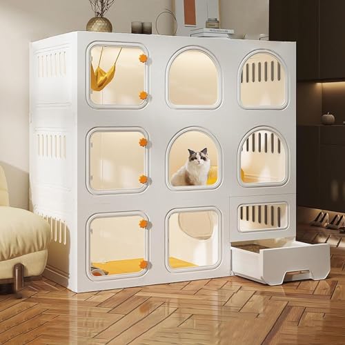 YPDOPORA Katzenkäfige Für Den Innenbereich, Groß, Mit Katzentoilette, Dickere Katzenkäfige Für Hauskatzen, Zusammengebaute Katzengehege, Großer Übungsplatz, Katzenwohnung,XL YPDOPORA Katzenkäfige Für Den Innenbereich, Groß, Mit Katzentoilette, Dickere Katzenkäfige Für Hauskatzen, Zusammengebaute Katzengehege, Großer Übungsplatz, Katzenwohnung,XL von YPDOPORA