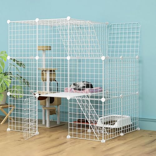 YPDOPORA Katzenkäfige Für Den Innenbereich, Großes DIY-Katzengehege, Katzenlaufstall, Abnehmbarer Kleintierkäfig Aus Metall Mit Hängematte/Katzentoilette/Katzennest/Katzennapf,A YPDOPORA Katzenkäfige Für Den Innenbereich, Großes DIY-Katzengehege, Katzenlaufstall, Abnehmbarer Kleintierkäfig Aus Metall Mit Hängematte/Katzentoilette/Katzennest/Katzennapf,A von YPDOPORA