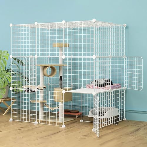 YPDOPORA Katzenkäfige Für Den Innenbereich, Großes DIY-Katzengehege, Katzenlaufstall, Abnehmbarer Kleintierkäfig Aus Metall Mit Hängematte/Katzentoilette/Katzennest/Katzennapf,B YPDOPORA Katzenkäfige Für Den Innenbereich, Großes DIY-Katzengehege, Katzenlaufstall, Abnehmbarer Kleintierkäfig Aus Metall Mit Hängematte/Katzentoilette/Katzennest/Katzennapf,B von YPDOPORA