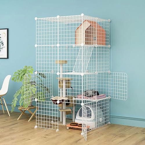 YPDOPORA Katzenkäfige Für Den Innenbereich, Großes DIY-Katzengehege, Katzenlaufstall, Abnehmbarer Kleintierkäfig Aus Metall Mit Hängematte/Katzentoilette/Katzennest/Katzennapf,D YPDOPORA Katzenkäfige Für Den Innenbereich, Großes DIY-Katzengehege, Katzenlaufstall, Abnehmbarer Kleintierkäfig Aus Metall Mit Hängematte/Katzentoilette/Katzennest/Katzennapf,D von YPDOPORA