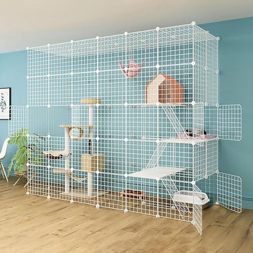 YPDOPORA Katzenkäfige Für Den Innenbereich, Großes DIY-Katzengehege, Katzenlaufstall, Abnehmbarer Kleintierkäfig Aus Metall Mit Hängematte/Katzentoilette/Katzennest/Katzennapf,F YPDOPORA Katzenkäfige Für Den Innenbereich, Großes DIY-Katzengehege, Katzenlaufstall, Abnehmbarer Kleintierkäfig Aus Metall Mit Hängematte/Katzentoilette/Katzennest/Katzennapf,F von YPDOPORA