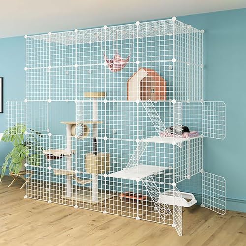 YPDOPORA Katzenkäfige Für Den Innenbereich, Großes DIY-Katzengehege, Katzenlaufstall, Abnehmbarer Kleintierkäfig Aus Metall Mit Hängematte/Katzentoilette/Katzennest/Katzennapf,G YPDOPORA Katzenkäfige Für Den Innenbereich, Großes DIY-Katzengehege, Katzenlaufstall, Abnehmbarer Kleintierkäfig Aus Metall Mit Hängematte/Katzentoilette/Katzennest/Katzennapf,G von YPDOPORA