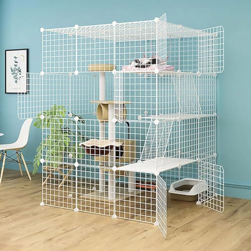 YPDOPORA Katzenkäfige Für Den Innenbereich, Großes DIY-Katzengehege, Katzenlaufstall, Abnehmbarer Kleintierkäfig Aus Metall Mit Hängematte/Katzentoilette/Katzennest/Katzennapf,H YPDOPORA Katzenkäfige Für Den Innenbereich, Großes DIY-Katzengehege, Katzenlaufstall, Abnehmbarer Kleintierkäfig Aus Metall Mit Hängematte/Katzentoilette/Katzennest/Katzennapf,H von YPDOPORA