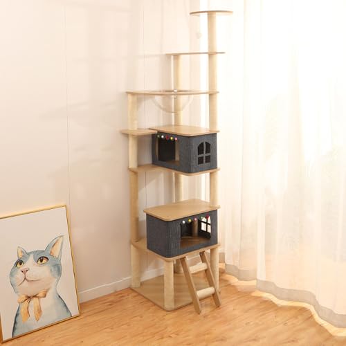 YPDOPORA Katzenkratzbaum, Moderner Mehrstöckiger Katzenbaumturm Mit Sisalbeschichteten Kratzbäumen Und Gemütlichen Sitzstangen Für Hauskatzen, Aktivitätszentrum Für Katzen Im Innenbereich,L YPDOPORA Katzenkratzbaum, Moderner Mehrstöckiger Katzenbaumturm Mit Sisalbeschichteten Kratzbäumen Und Gemütlichen Sitzstangen Für Hauskatzen, Aktivitätszentrum Für Katzen Im Innenbereich,L von YPDOPORA