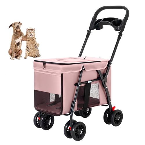 YPDOPORA Kinderwagen Für Haustiere, Faltbarer Hunde-/Katzenkäfig, Jogger-Kinderwagen, Extragroßer Hundekinderwagen Mit 4 Rädern, Atmungsaktives Netzgewebe Mit Aufbewahrungskorb,Rosa YPDOPORA Kinderwagen Für Haustiere, Faltbarer Hunde-/Katzenkäfig, Jogger-Kinderwagen, Extragroßer Hundekinderwagen Mit 4 Rädern, Atmungsaktives Netzgewebe Mit Aufbewahrungskorb,Rosa von YPDOPORA