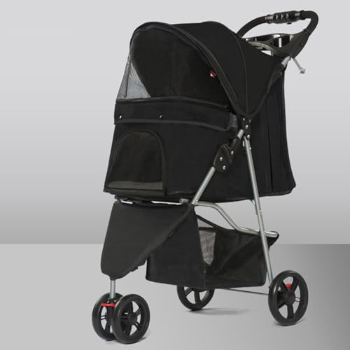 YPDOPORA Kinderwagen Für Haustiere Mit 3 Rädern, Zusammenklappbarer Kinderwagen Für Kleine Und Mittelgroße Hunde Und Katzen, Hundetransportwagen Mit Getränkehalter Und Aufbewahrungskorb,Schwarz YPDOPORA Kinderwagen Für Haustiere Mit 3 Rädern, Zusammenklappbarer Kinderwagen Für Kleine Und Mittelgroße Hunde Und Katzen, Hundetransportwagen Mit Getränkehalter Und Aufbewahrungskorb,Schwarz von YPDOPORA