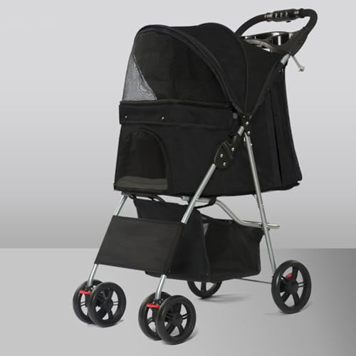 YPDOPORA Kinderwagen Für Haustiere Mit 4 Rädern, Kinderwagen Für Kleine/Mittelgroße Hunde Und Katzen, Leicht, Getränkehalter, Aufbewahrungskorb, Herausnehmbarer Einsatz, Sicherheitsgurt,Schwarz YPDOPORA Kinderwagen Für Haustiere Mit 4 Rädern, Kinderwagen Für Kleine/Mittelgroße Hunde Und Katzen, Leicht, Getränkehalter, Aufbewahrungskorb, Herausnehmbarer Einsatz, Sicherheitsgurt,Schwarz von YPDOPORA