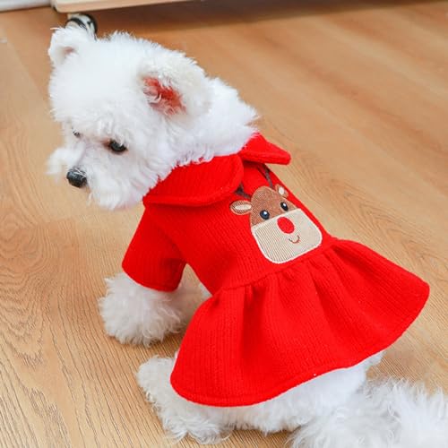 YPDOPORA Kleines Hunde-Weihnachtskleid, Weihnachts-Hundekleidung, Hundekleidung, Haustierkleidung, Hundekleidung, Winter-Katze Und Hund, Hunde-Outfit,B,XS von YPDOPORA