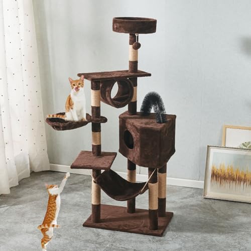 YPDOPORA Kratzbaumturm, 61-Zoll-Katzenturm Für Hauskatzen, Katzenhaus, Katzenturm Mit Katzenkratzbrett, Hängendem Ball, Katzenhaus, Hängematte Und Lebensraum, Katzenaktivitätszentrum,B YPDOPORA Kratzbaumturm, 61-Zoll-Katzenturm Für Hauskatzen, Katzenhaus, Katzenturm Mit Katzenkratzbrett, Hängendem Ball, Katzenhaus, Hängematte Und Lebensraum, Katzenaktivitätszentrum,B von YPDOPORA