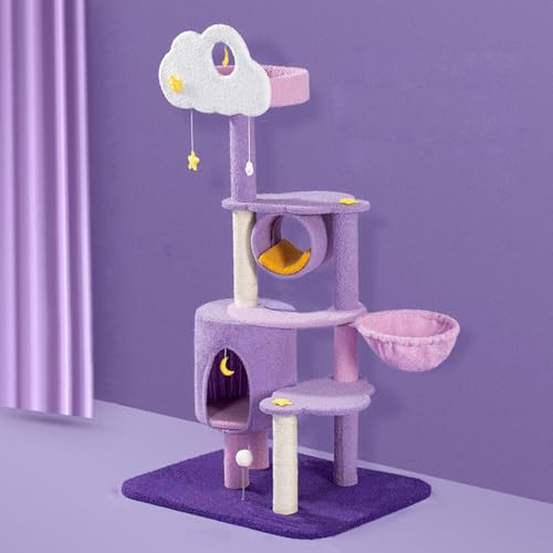 YPDOPORA Kratzbaumturm Für Große Katzen, 65 Zoll Kratzbaum Für Hauskatzen, Indoor-Katzenmöbel-Aktivitätszentrum, Kratzbaumturm Mit Kratzbaum, Hängematte Und Katzenhaus,60 * 48 * 150cm von YPDOPORA