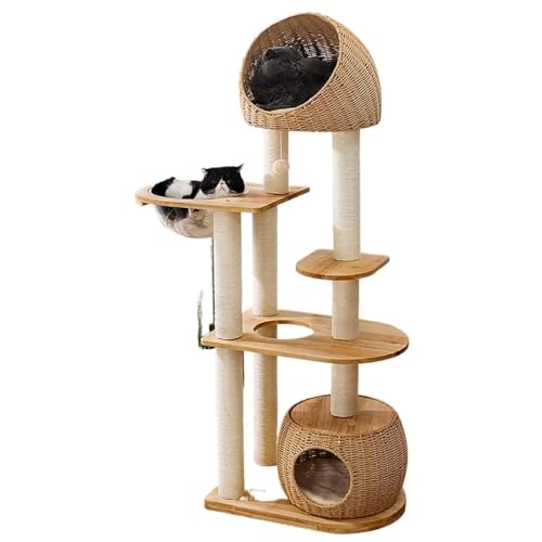 YPDOPORA Kratzbaumturm Für Große Katzen, Kratzbaum Aus Massivholz Zum Aufstellen Auf Dem Boden, Luxuriöses Simulationsklettergerüstbett Für Mehrere Katzen Mit Katzenkratzbrett, Katzenhängematte YPDOPORA Kratzbaumturm Für Große Katzen, Kratzbaum Aus Massivholz Zum Aufstellen Auf Dem Boden, Luxuriöses Simulationsklettergerüstbett Für Mehrere Katzen Mit Katzenkratzbrett, Katzenhängematte von YPDOPORA