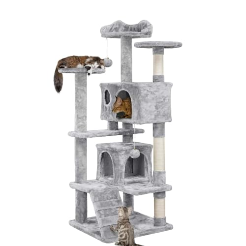 YPDOPORA Kratzbaumturm Für Hauskatzen, 137,2 cm Hohes Mehrstöckiges Haustiermöbel, Kätzchen-Spielhaus Mit Sisal-Kratzbaum, Große Wohnung, Kletterleiter, Kätzchen-Plüschspielzeug,C YPDOPORA Kratzbaumturm Für Hauskatzen, 137,2 cm Hohes Mehrstöckiges Haustiermöbel, Kätzchen-Spielhaus Mit Sisal-Kratzbaum, Große Wohnung, Kletterleiter, Kätzchen-Plüschspielzeug,C von YPDOPORA
