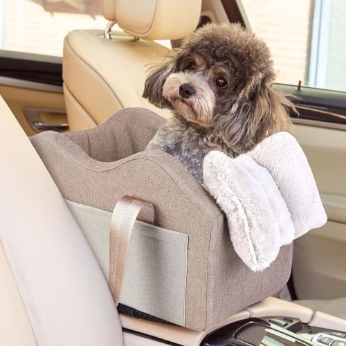 YPDOPORA Mittelkonsolen-Autositz Für Kleine Hunde, Haustier-Autositz Mit Abnehmbarer Armlehne, Tragbarer Hunde-Autositz Mit Erhöhung Für Die Mittelkonsole Und Aufbewahrungstasche,Beige YPDOPORA Mittelkonsolen-Autositz Für Kleine Hunde, Haustier-Autositz Mit Abnehmbarer Armlehne, Tragbarer Hunde-Autositz Mit Erhöhung Für Die Mittelkonsole Und Aufbewahrungstasche,Beige von YPDOPORA