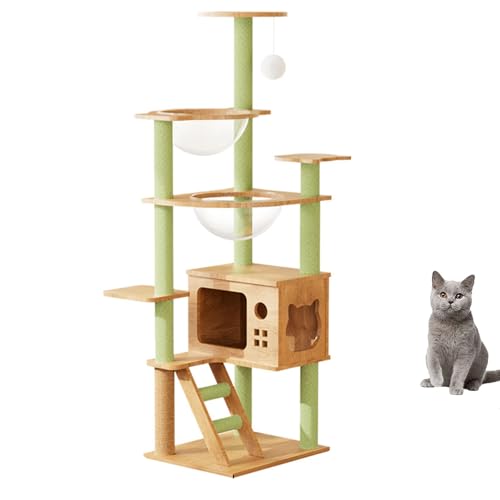YPDOPORA Moderner Katzenbaumturm – Katzenbaum Aus Holz Für Hauskatzen | Mehrstöckiges Katzenhaus Mit Hängematte, Kratzbaum Und Sitzstange Oben, Sprungplattformen Und Hangball,B YPDOPORA Moderner Katzenbaumturm – Katzenbaum Aus Holz Für Hauskatzen | Mehrstöckiges Katzenhaus Mit Hängematte, Kratzbaum Und Sitzstange Oben, Sprungplattformen Und Hangball,B von YPDOPORA