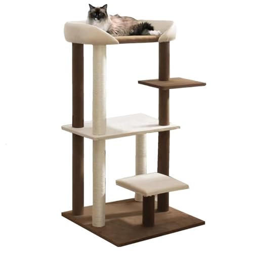 YPDOPORA Moderner Kratzbaumturm, Doppellagiges Katzenbett-Design Aus Schwamm Mit Extra Großem Plattform-Sitzbett Für Maine Coon Und Großem Couch-Sofa Für Mehrere Katzen von YPDOPORA