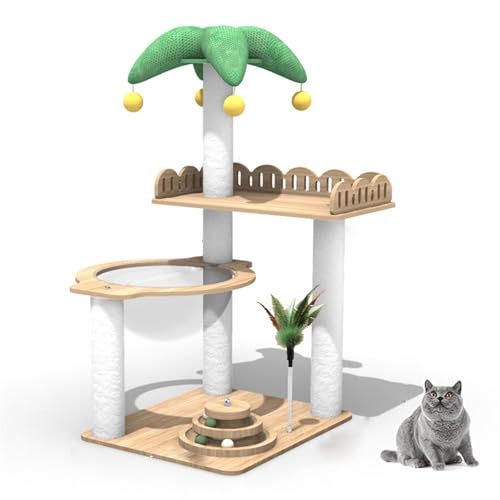 YPDOPORA Niedlicher Katzenbaum, Kokosnussbaum, Katzenklettergerüst Für Hauskatzen, Mit Vollständigem Sisal-Kratzbaum, Sitzstange, Sprungplattform, Kleines Katzenbaum-Aktivitätszentrum,A YPDOPORA Niedlicher Katzenbaum, Kokosnussbaum, Katzenklettergerüst Für Hauskatzen, Mit Vollständigem Sisal-Kratzbaum, Sitzstange, Sprungplattform, Kleines Katzenbaum-Aktivitätszentrum,A von YPDOPORA