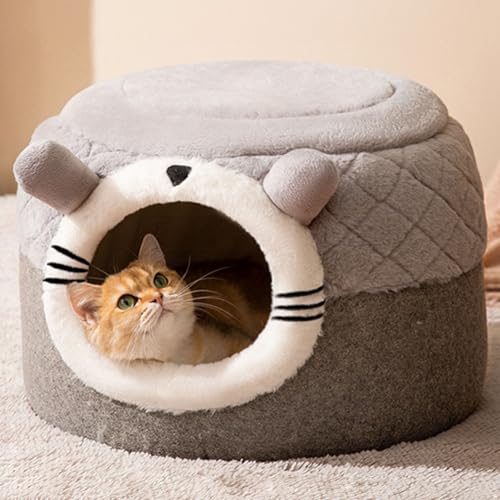 YPDOPORA Niedliches Katzenzelt, Katzenzelt Für Kleine Katzen Mit Abnehmbarem Kissen, Katzenbett Für Kleine Und Mittelgroße Haustiere Zum Schlafen Im Innenbereich,Grau,S YPDOPORA Niedliches Katzenzelt, Katzenzelt Für Kleine Katzen Mit Abnehmbarem Kissen, Katzenbett Für Kleine Und Mittelgroße Haustiere Zum Schlafen Im Innenbereich,Grau,S von YPDOPORA
